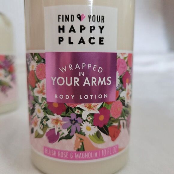 NEW Find Your Happy Place Wrapped in Your Arms Lotion LOT 10 Oz Rose Magnolia - Picture 2 of 5